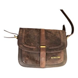 Estalon Brown Genuine Leather Crossbody Bag